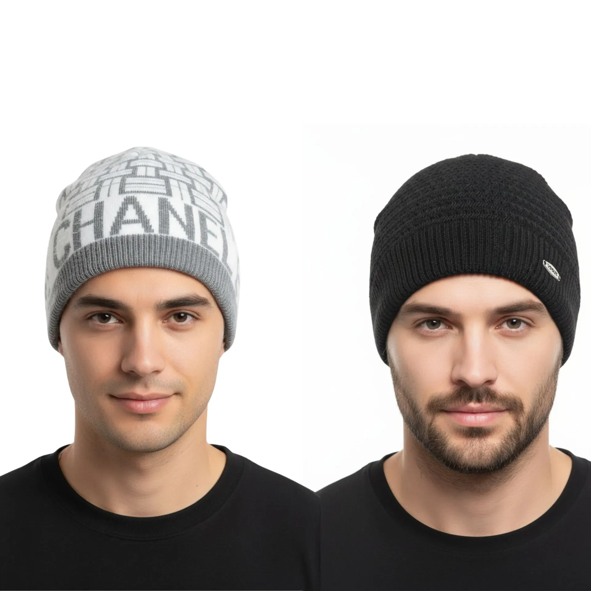Premium Woolen Winter Beanie Caps for Men and Women, Trendy Checked Pattern, Free Size, Pack of 2, Buy 1 Get 1 Free