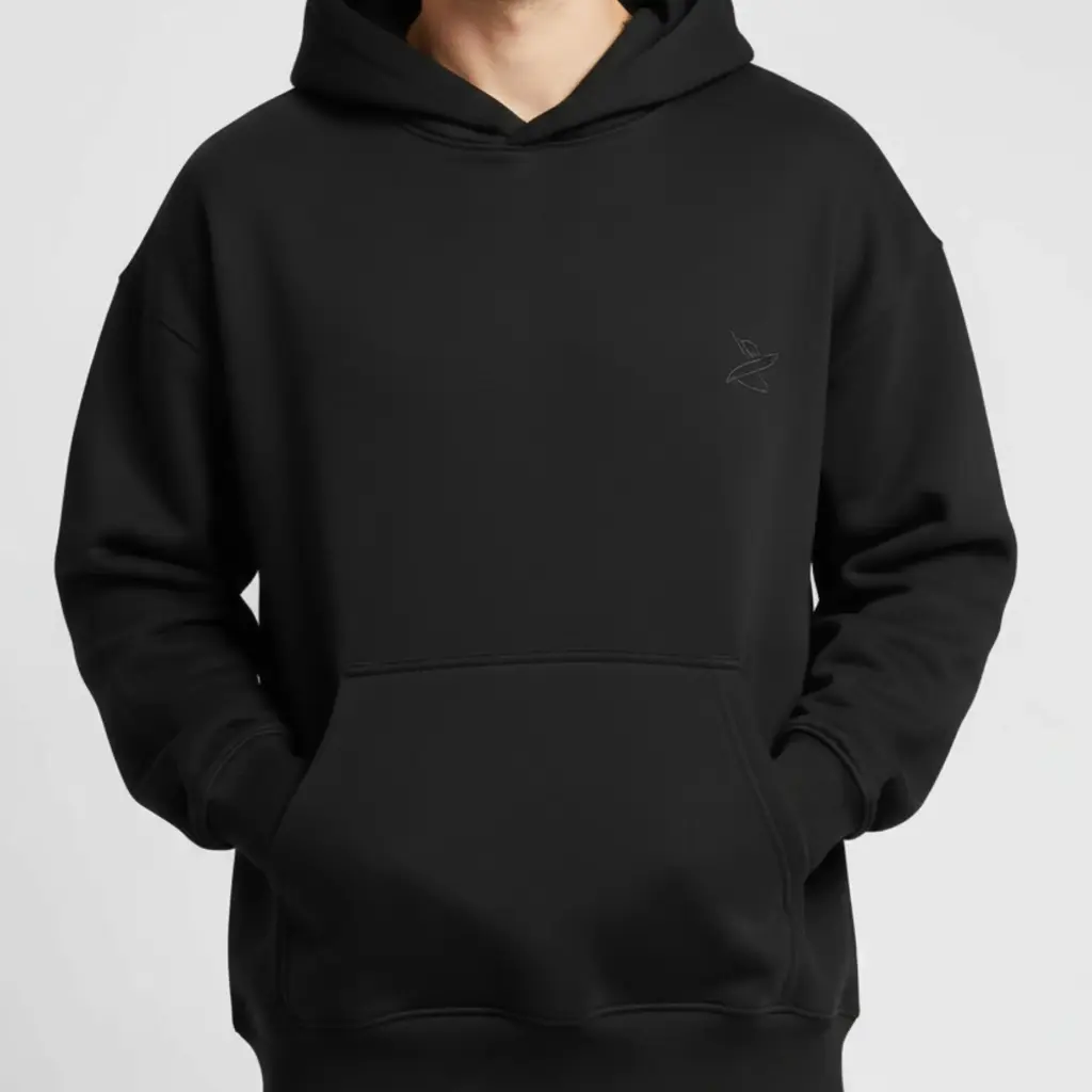 [Hyd00234] Pure Cotton Oversized Men's Solid Hoodie (Black, M)